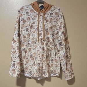 Original Use Cream Hoodie Shirt with Tan Floral Print